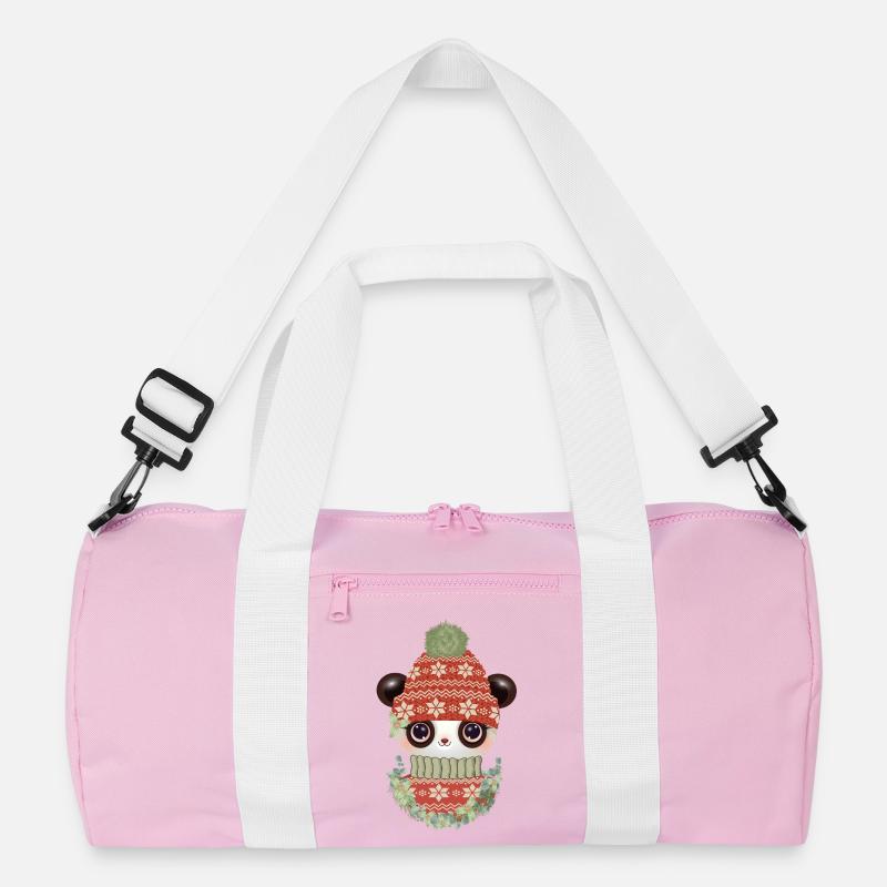 niedlicher Panda mit Pullover,Bommelmütze & Kranz Recycelte Duffel Bag