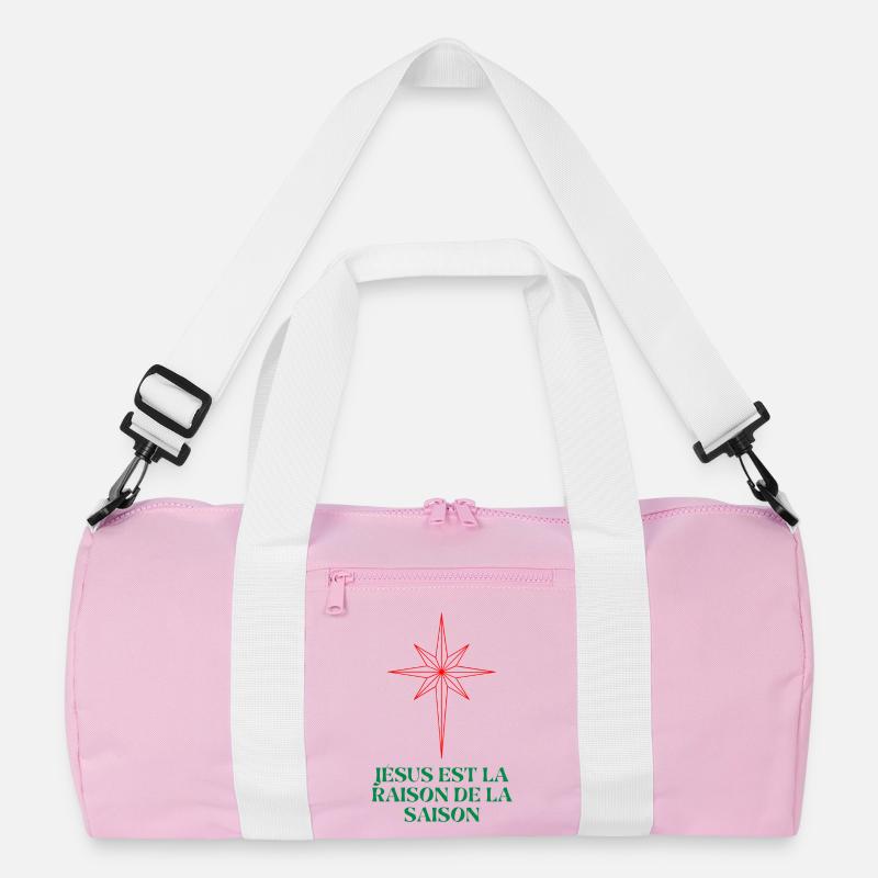 Étoile de Noël avec citation religieuse - Sac de sport recyclé - rose/blanc