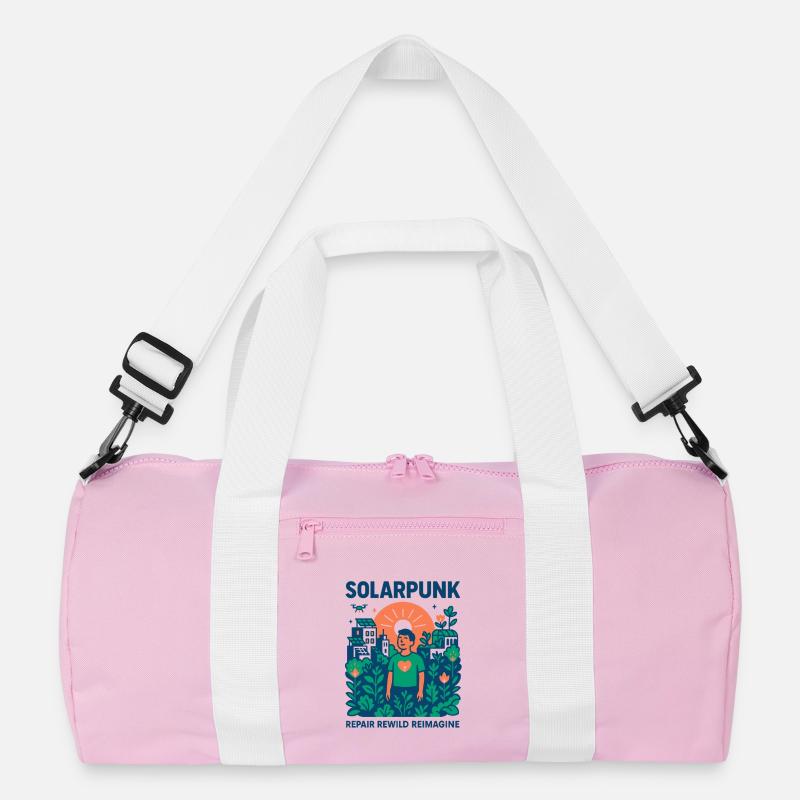 Solarpunk Manifest - Recycelte Duffel Bag - Rosa/Weiß