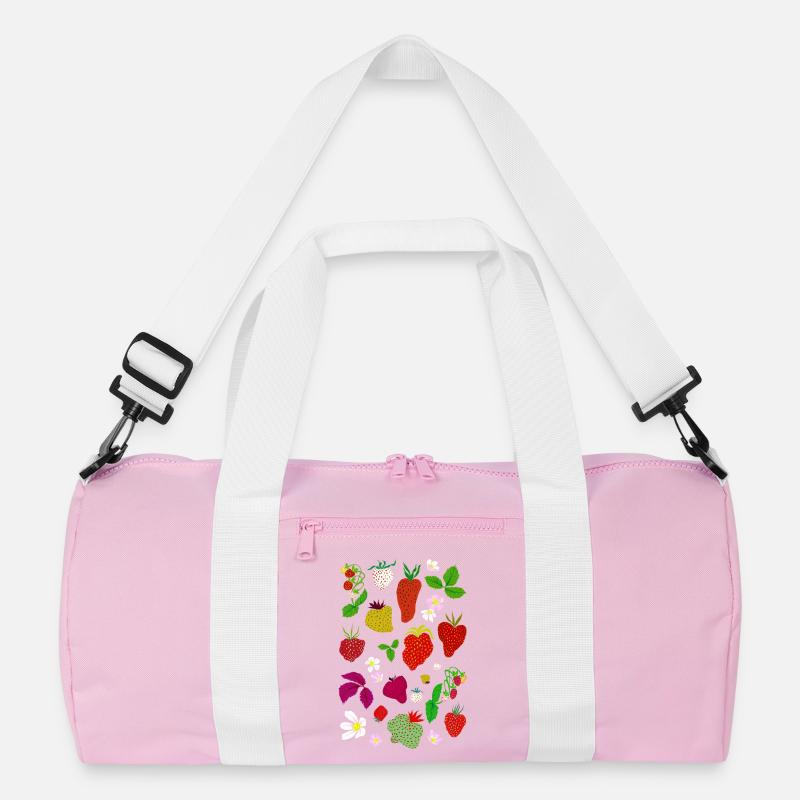 ERDBEEREN - Recycelte Duffel Bag - Rosa/Weiß