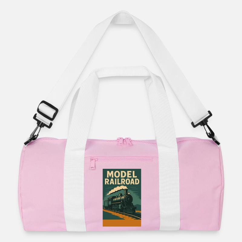 Model Train Illustration Recycled Duffel Bag