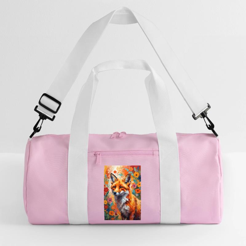 Fox flowers abstract fox lover gift Recycled Duffel Bag
