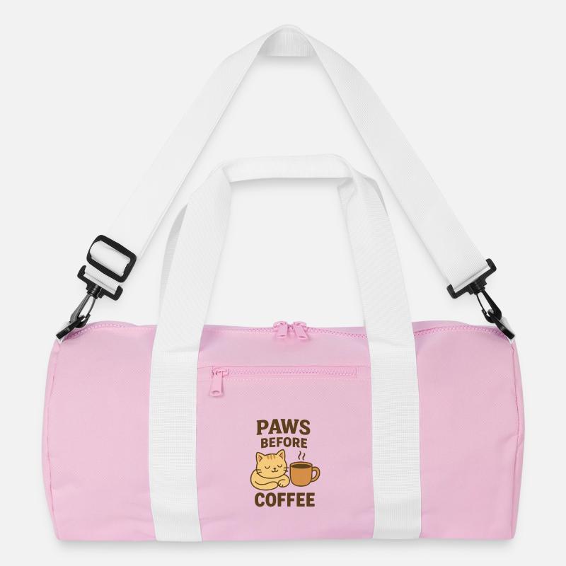 paws before coffee - Recycelte Duffel Bag - Rosa/Weiß