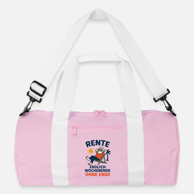 Rente - endlich Wochenende ohne Ende - Recycelte Duffel Bag - Rosa/Weiß