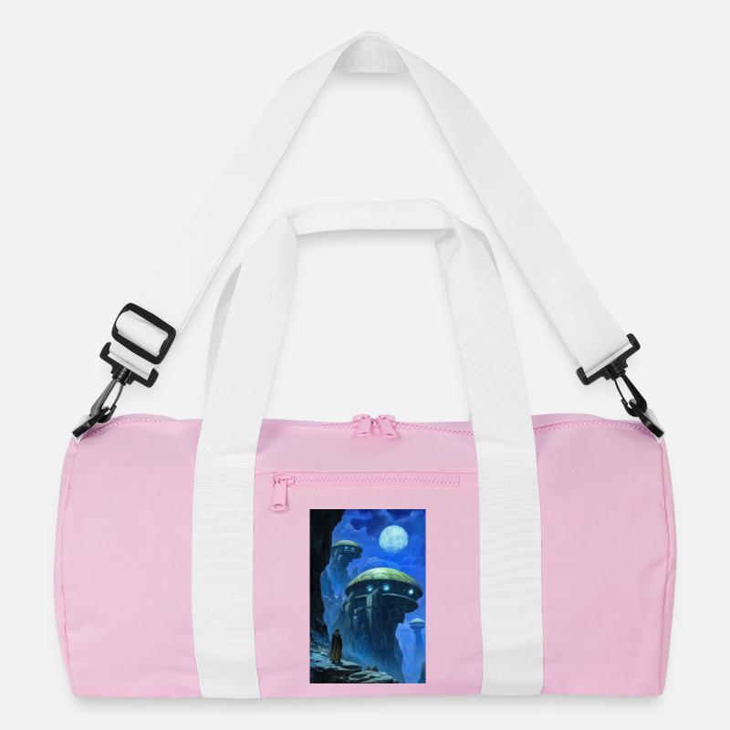 Science-Fiction-Landschaft - Recycelte Duffel Bag - Rosa/Weiß