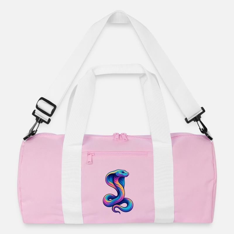 Farbene Schlange in Neonpalette - Recycelte Duffel Bag - Rosa/Weiß