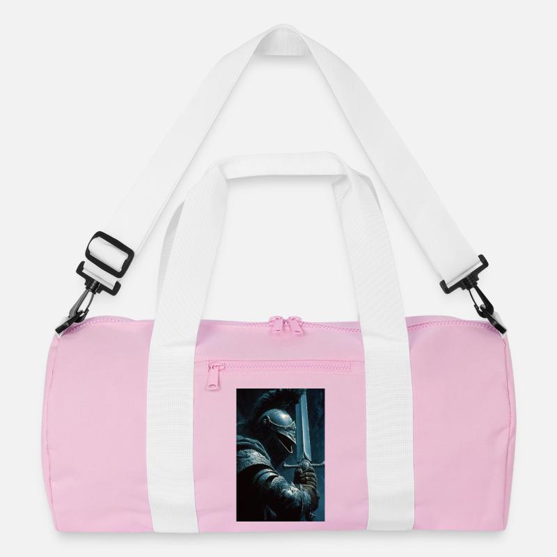 Dunkler Ritter mit silbernem Schwert Recycelte Duffel Bag