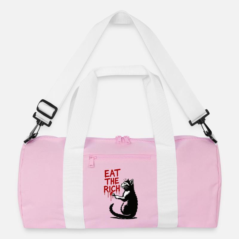 Black Cat Red Drop Text Recycled Duffel Bag