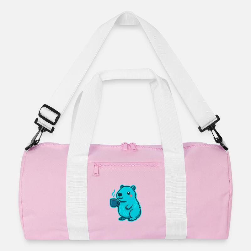 Blauer Capybara mit Kaffee Recycelte Duffel Bag