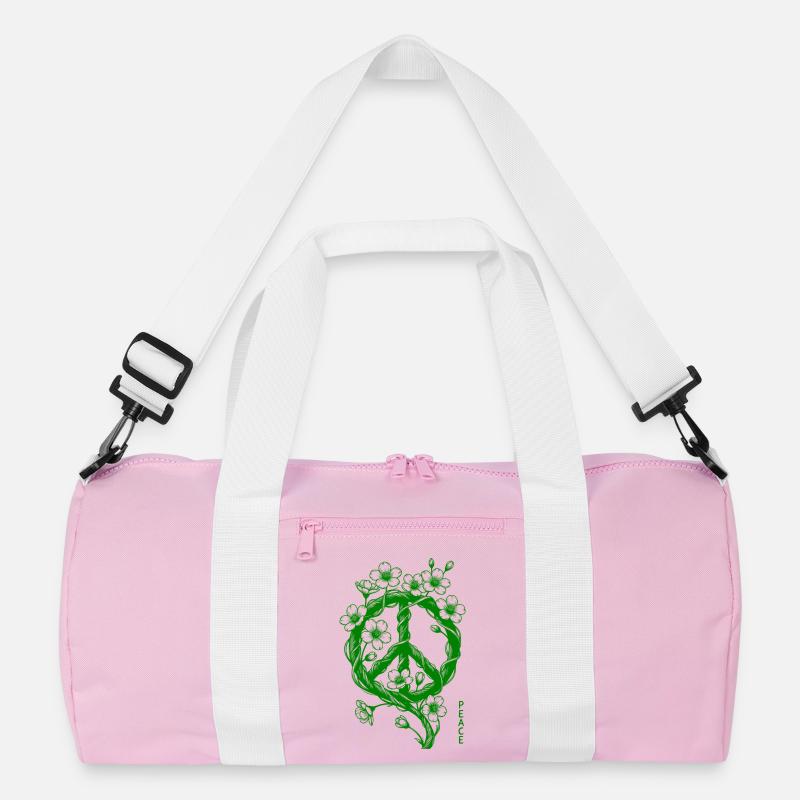 Blüten Peace Symbol - Recycelte Duffel Bag - Rosa/Weiß