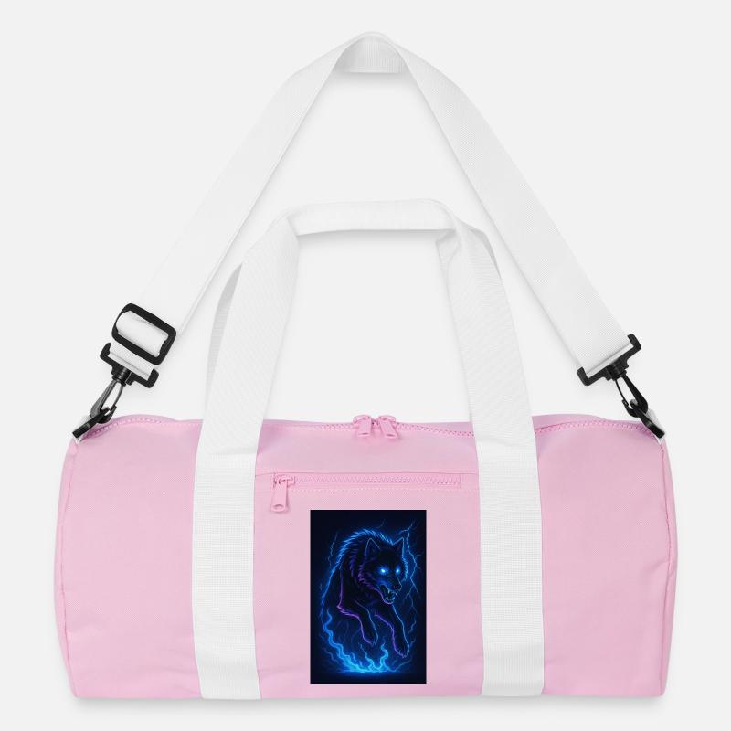 Neonwolf in Donner-Dunkelheit - Recycelte Duffel Bag - Rosa/Weiß