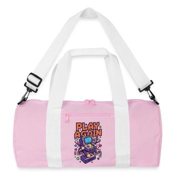 Play Again: Retro Katzen-Arcade - Recycelte Duffel Bag - Rosa/Weiß - Vorne
