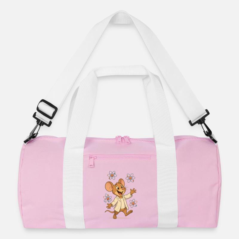 Atomic Scientist Mouse - Recycled Duffel Bag - pink/white