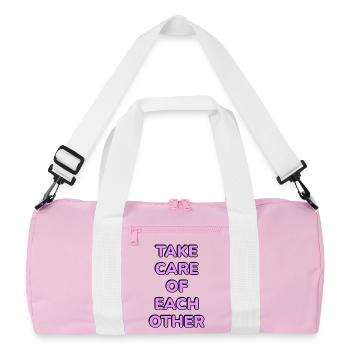 Passt aufeinander auf - Recycelte Duffel Bag - Rosa/Weiß - Vorne