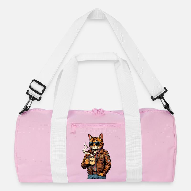 Katzenbiker mit Kaffee Recycelte Duffel Bag
