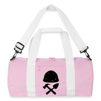 T-shirt Construction - Builder Tools Helmet - Recycled Duffel Bag - pink/white - Front