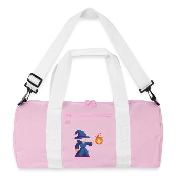Pixel Wizard und Feuer - Recycelte Duffel Bag - Rosa/Weiß - Vorne