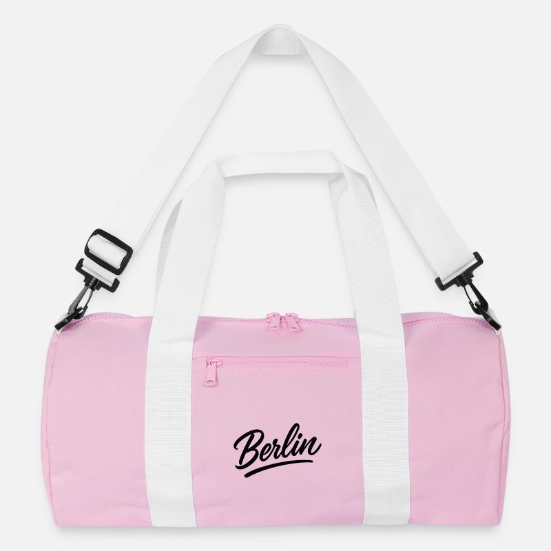 Berlin Schriftzug im Script-Stil - Recycelte Duffel Bag - Rosa/Weiß