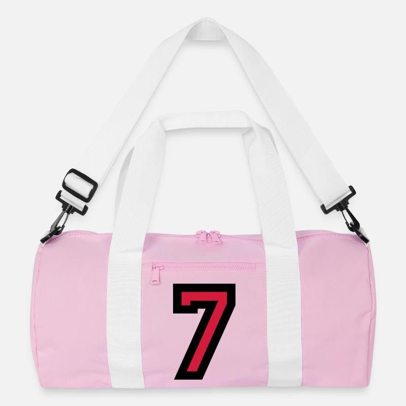 Zahl 7 - Nummer 7 (Rot) Nr. 7 - Recycelte Duffel Bag - Rosa/Weiß