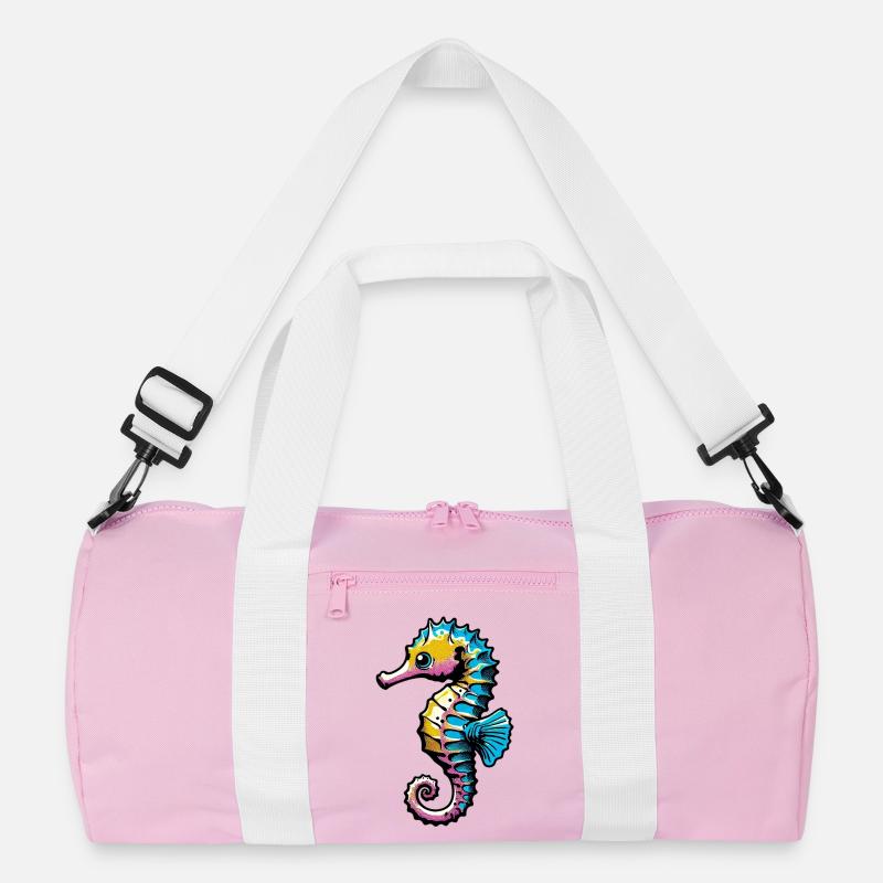 Seepferdchen - Recycelte Duffel Bag - Rosa/Weiß