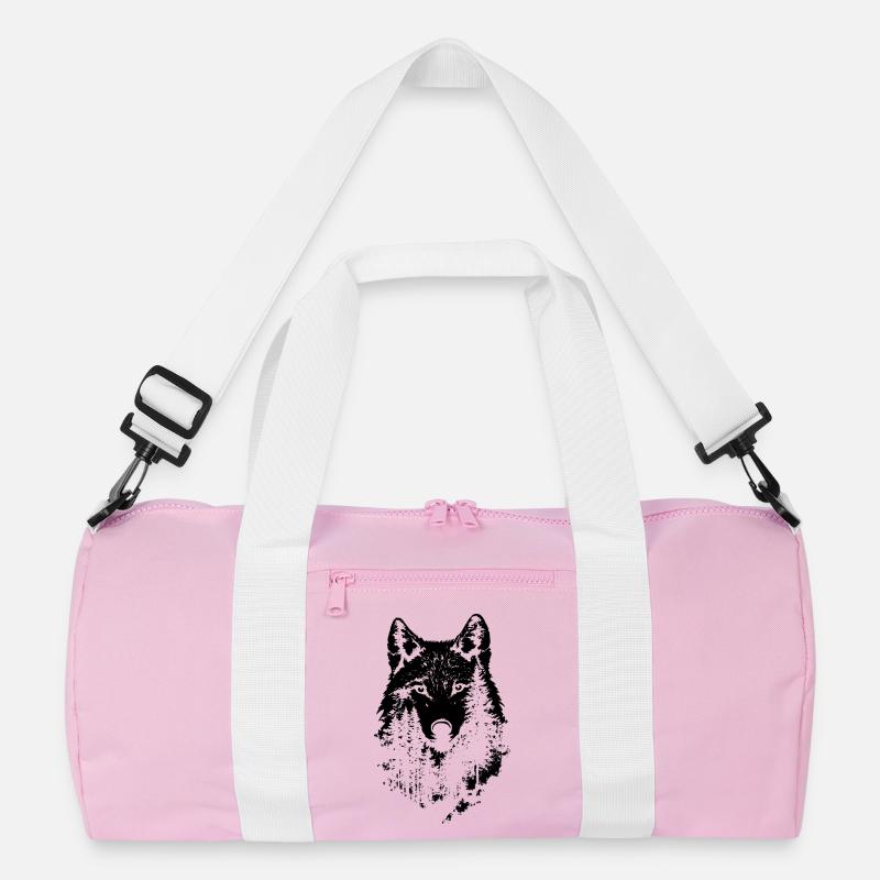 Wolf Gesicht Wald Silhouette Recycelte Duffel Bag
