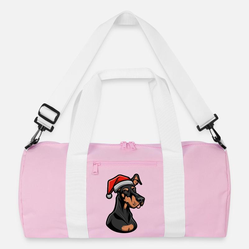 Dobermann Hund Weihnachten - Recycelte Duffel Bag - Rosa/Weiß