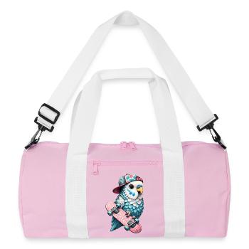 Oiseau Skateboard Cool avec Casquette – Streetstyle Desi - Sac de sport recyclé - rose/blanc - Devant