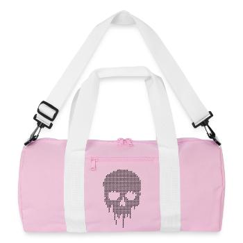 Pixel-Schädel-Art-Design - Recycelte Duffel Bag - Rosa/Weiß - Vorne