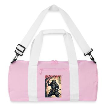 Skelett-Samurai im Kirschblütenwald - Recycelte Duffel Bag - Rosa/Weiß - Vorne