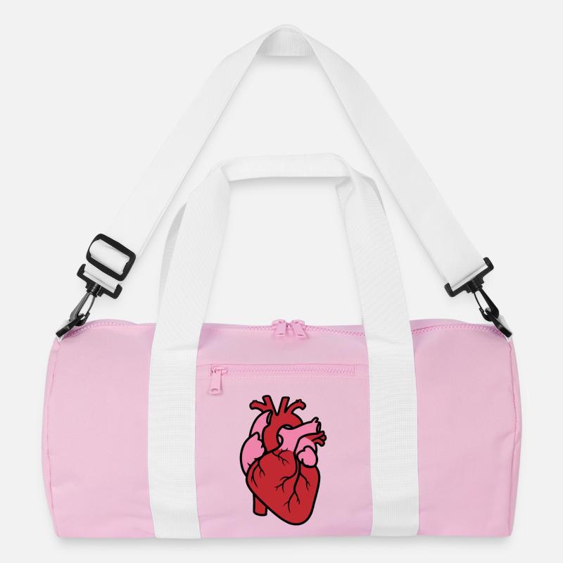 Anatomical Heart Realistic Organ Vector - Recycled Duffel Bag - pink/white