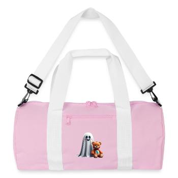 The ghost and the tickling teddy bear - Recycled Duffel Bag - pink/white - Front