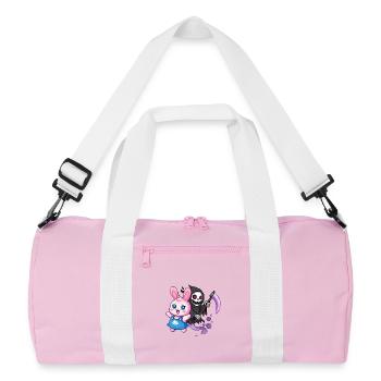 Pastel Goth Bunny Meets Grim Reaper Pixel Art - Recycled Duffel Bag - pink/white - Front