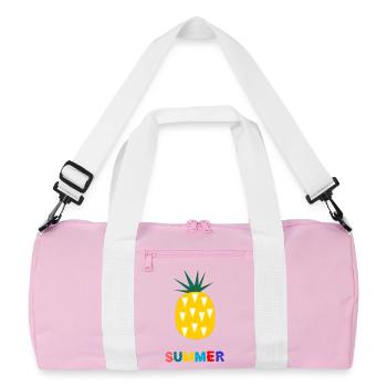 HOLIDAY. HAPPY HOLIDAYS. MISTRESS. MASTER. TEACHER - Recycled Duffel Bag - pink/white - Front