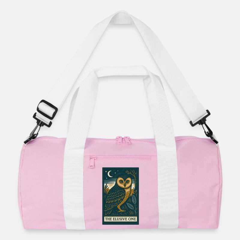 Mystische Eule unter Nachthimmel Recycelte Duffel Bag
