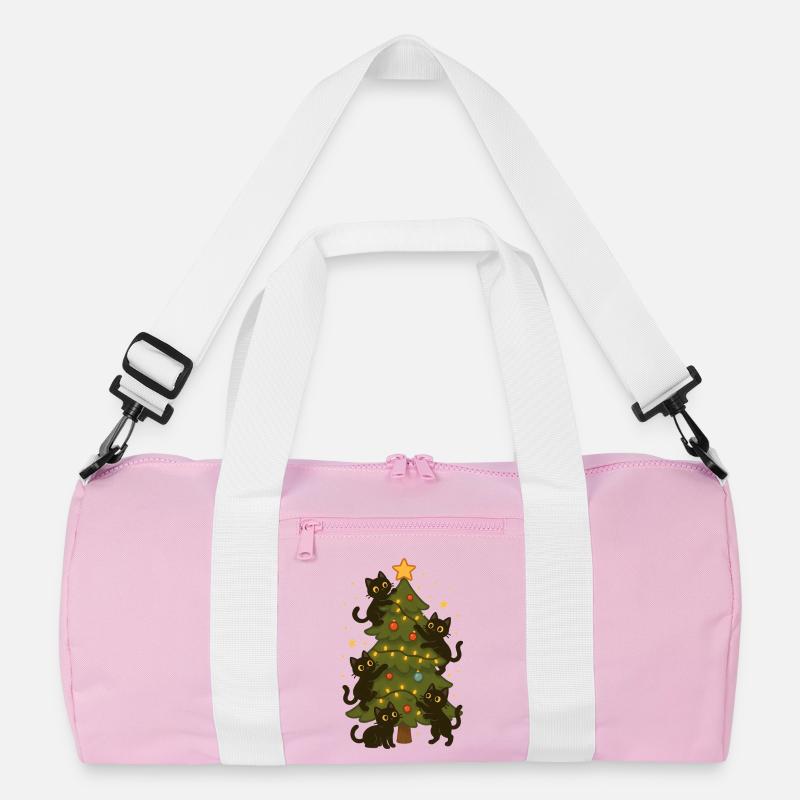Cats Decorating Christmas Tree Fun Design Recycled Duffel Bag