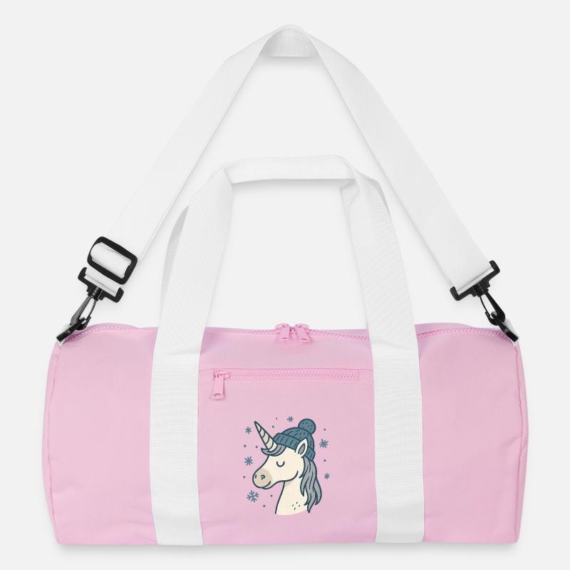 Winterliches Einhorn mit Mütze - Recycelte Duffel Bag - Rosa/Weiß