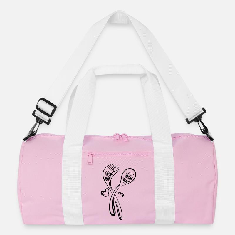 Löffel und Gabel mit Herzen. Recycelte Duffel Bag