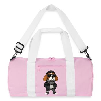 Beagle Hund Cool Winter - Recycelte Duffel Bag - Rosa/Weiß - Vorne