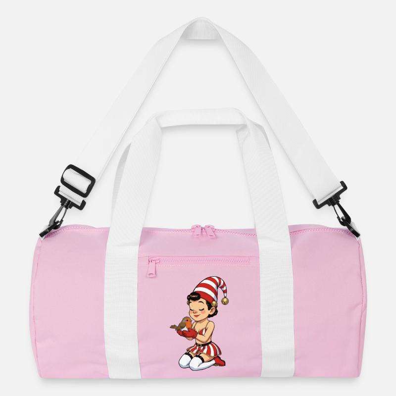 Gnom-Mädchen mit Rotkehlchen Recycelte Duffel Bag