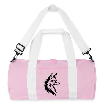 Fox Head Minimal Tattoo Style - Recycled Duffel Bag - pink/white - Front