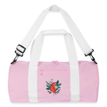 Anatomisches Herz in floraler Blüte - Recycelte Duffel Bag - Rosa/Weiß - Vorne