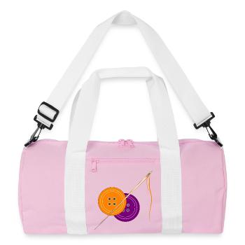 Motif de bouton de couture créatif dans un style vintage - Sac de sport recyclé - rose/blanc - Devant