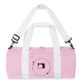 nostalgisch stilisierte Nähmaschine mit Knöpfe - Recycelte Duffel Bag - Rosa/Weiß - Vorne