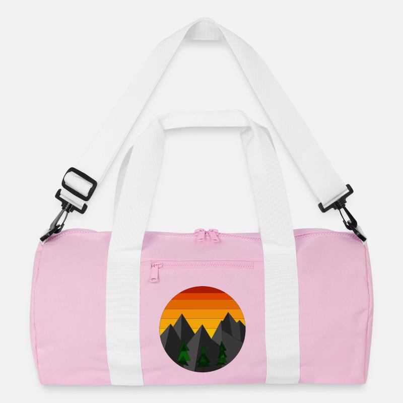 Berglandschaft Sonnenuntergang geometrisch - Recycelte Duffel Bag - Rosa/Weiß