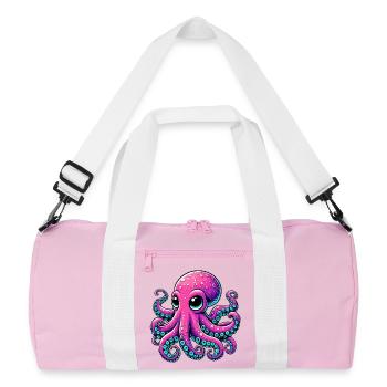 Krake - Recycelte Duffel Bag - Rosa/Weiß - Vorne