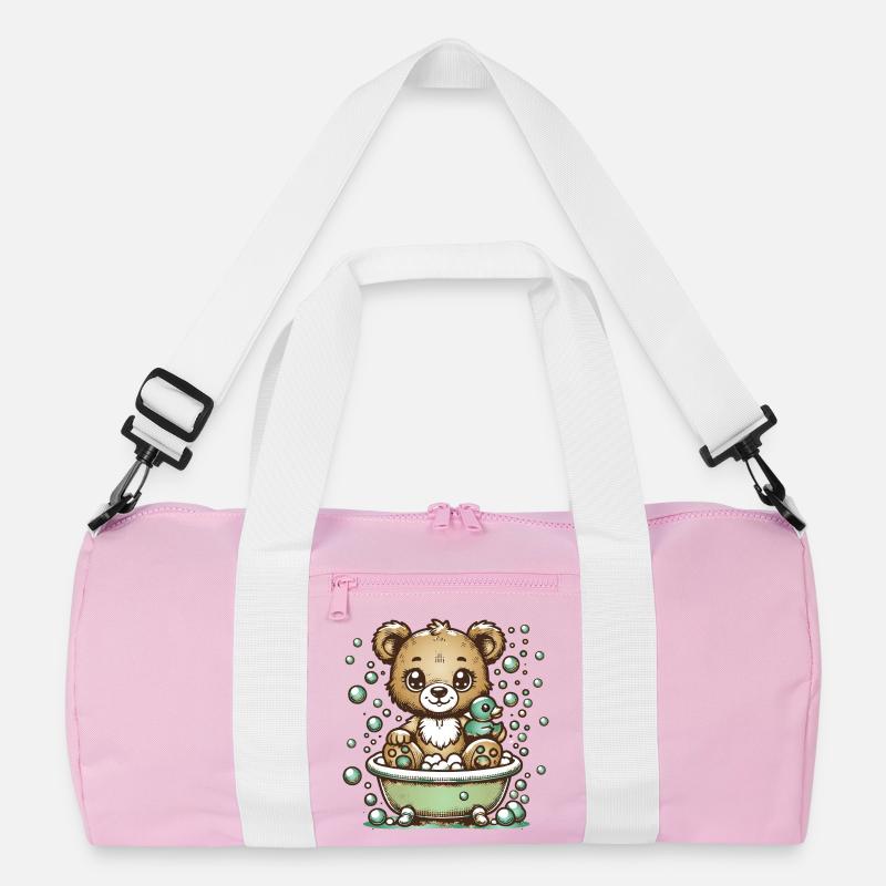 Ours de dessin animé mignon dans la baignoire Sac de sport recyclé