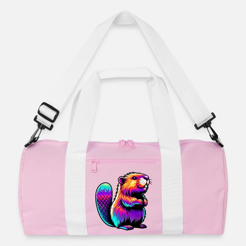 Bieber - Recycelte Duffel Bag - Rosa/Weiß