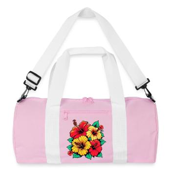 Hibiscus Flowers - Recycled Duffel Bag - pink/white - Front