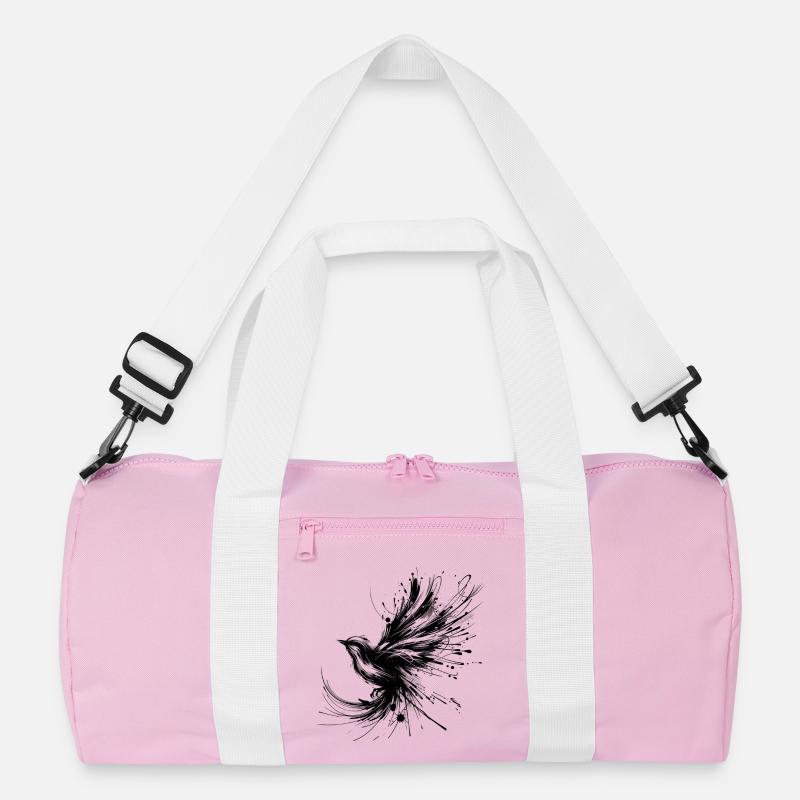 Schwarzer Vogel im InkArt-Stil Recycelte Duffel Bag