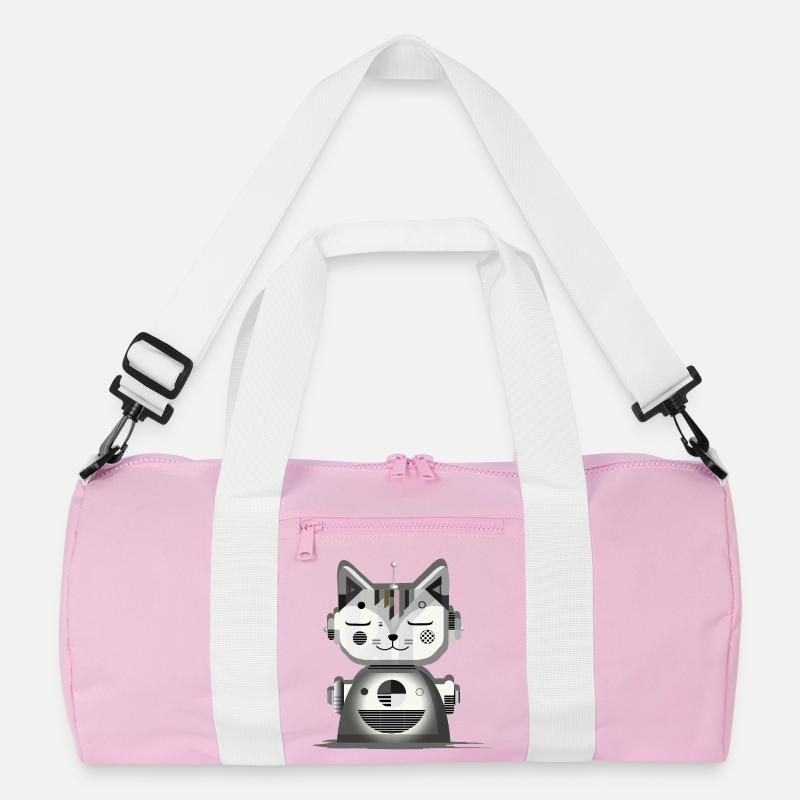 Geometric Robot Cat – Creative Illustration Recycled Duffel Bag